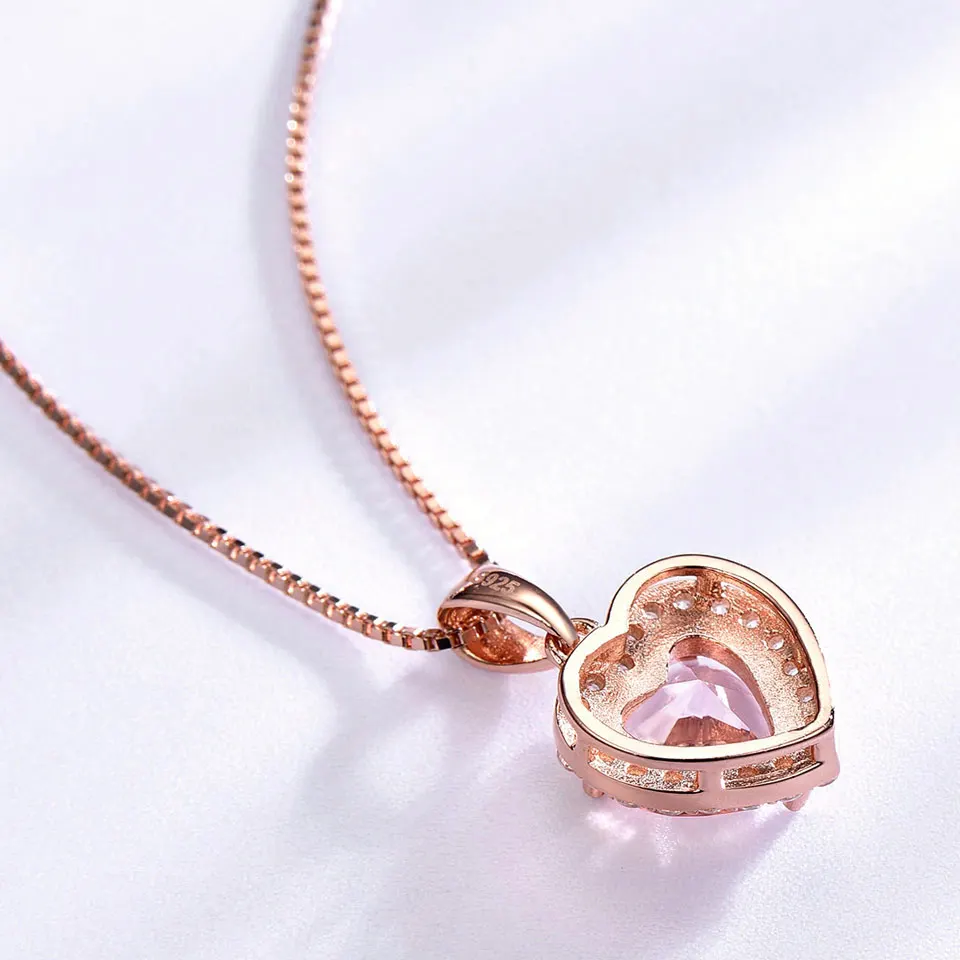 UMCHO создан морганит 925 пробы серебряные ожерелья подвески Шарм Сердце для женщин обручение юбилей подарок ювелирные украшения