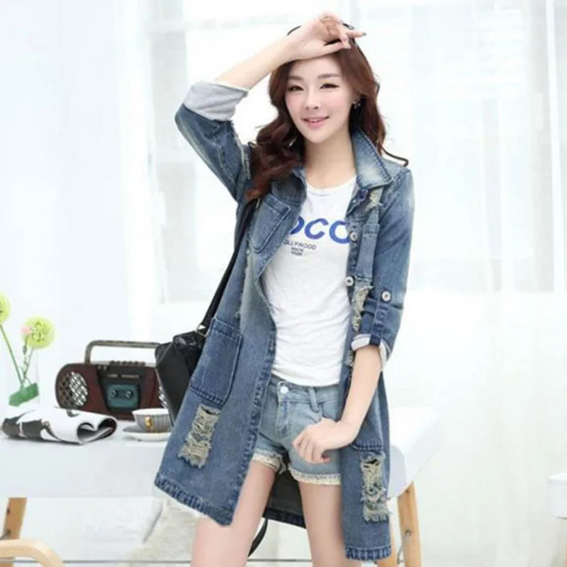 New Coats And Jackets Women Denim Jacket Plus Size 5xl Long Sleeve Ladies Coat Casual Ripped Top Female Harajuku Outwear BH193