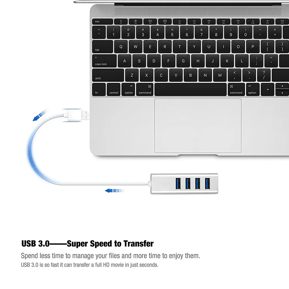 Ультратонкий портативный 4 порта алюминиевый USB 3,0 концентратор данных с микро USB порт питания Для iMac MacBook Pro/Air Mac Pro/Mini XPS Ноутбук