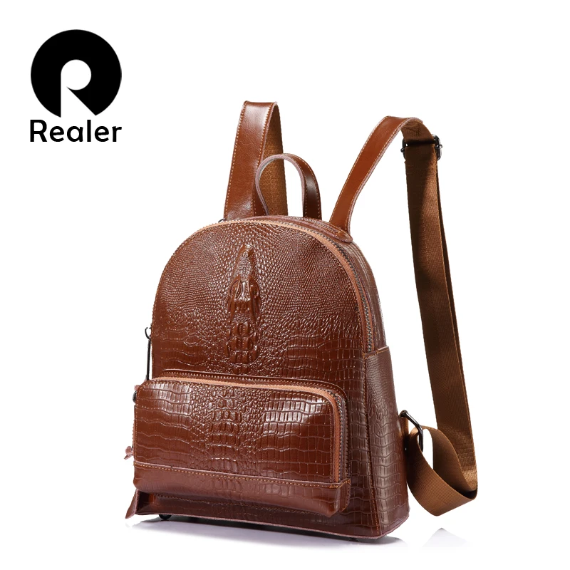 

Backpack women Small Backpacks for girls teenagers split leather with crocodile prints ladies shoulder bags travel