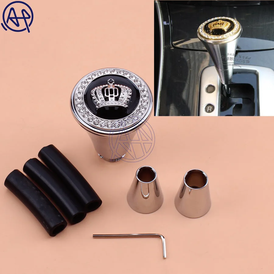 

Auto Manual Chrome Shift Knob Car Styling Modified Silver Crystal Crown Logo Racing Manual Gear Shift Knob Universal Fit For Car