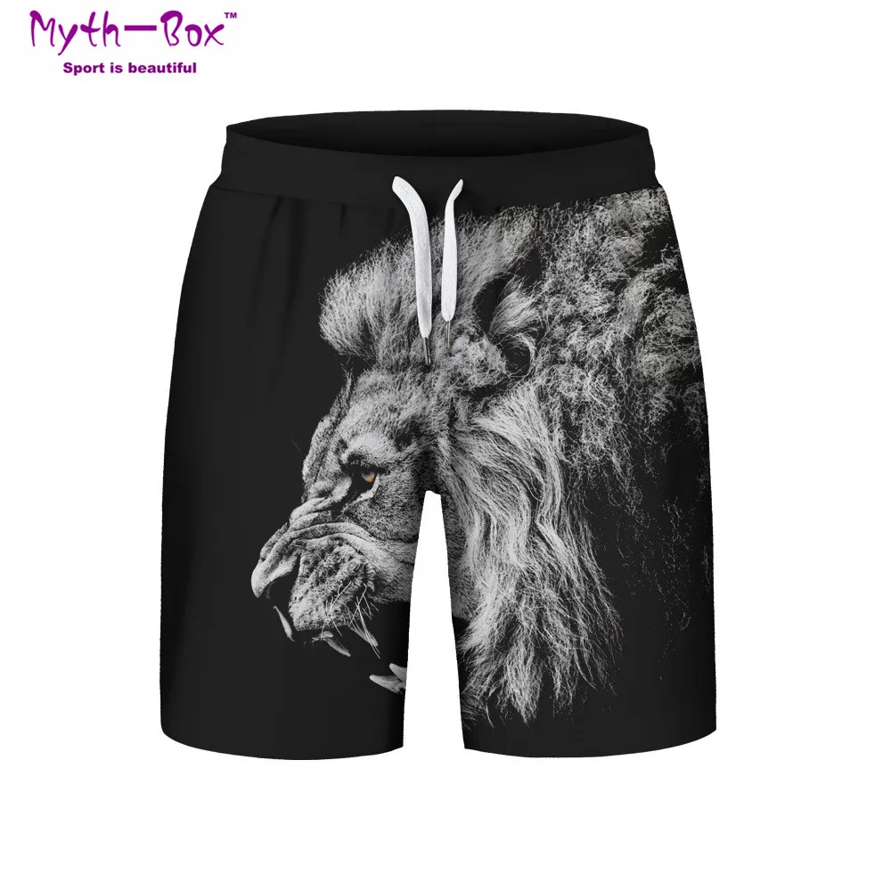

Summer Man's Beach Shorts S-3XL Surfing Sports Pants Lion 3D Printed Man Loose Swimming Short Plus Size Male Surf Board Swimsuit