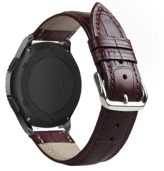 Ticwatch 1 e ремешок для samsung gear sport S2 S3 Classic Frontier galaxy watch 42 46 мм ремешок 20 мм 22 huami amazfit Bip huawei gt 2 - Цвет ремешка: crocodile-brown