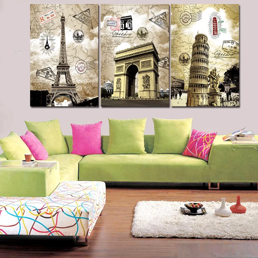 

Modern Home Decor Framework Big Ben 3 Panel Wall Art Classic Tower Decorative Painting Home Children's Room Office Mural COLOMAC