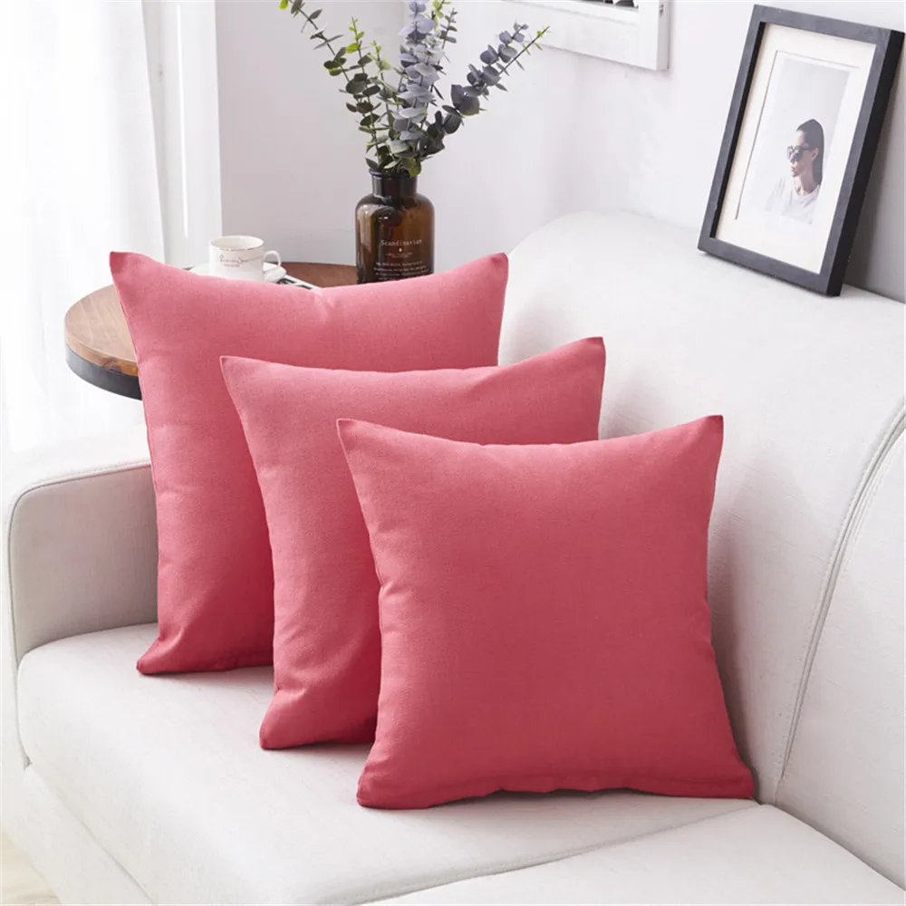 

Pure color Linen Pillow sofa Cushion holding pillowcase Backrest office car cushion Pillow