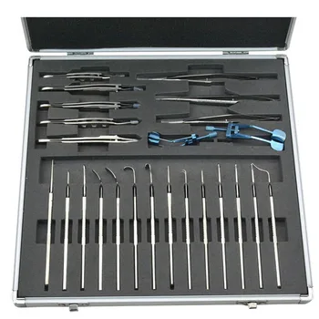 

24pcs/set Ophthalmic microscopy device squint kit Needle clipper forceps trabecular shear squint hook strabismus correction
