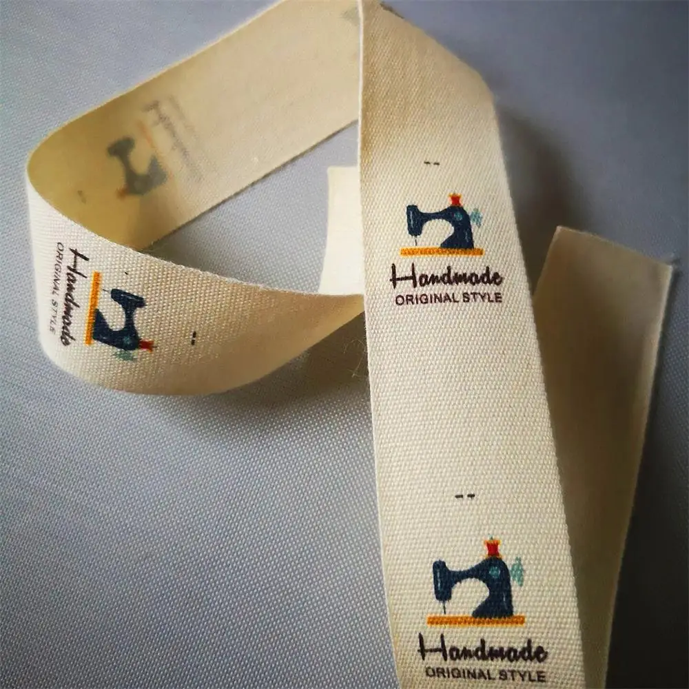 

3CM raw white cotton Custom Sewing print color text Labels Clothing Tags, Name Tags, Handmade labels/Color print cotton label