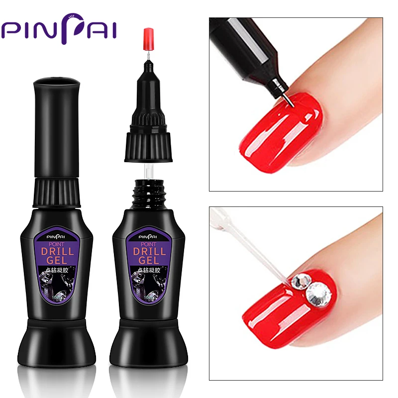 

PinPai 10m Nail Glue UV Manicure Acrylic Rhinestones Decoration Stick Gel Clear Point Drill Gel with Brush Nail Art Crystal Glue