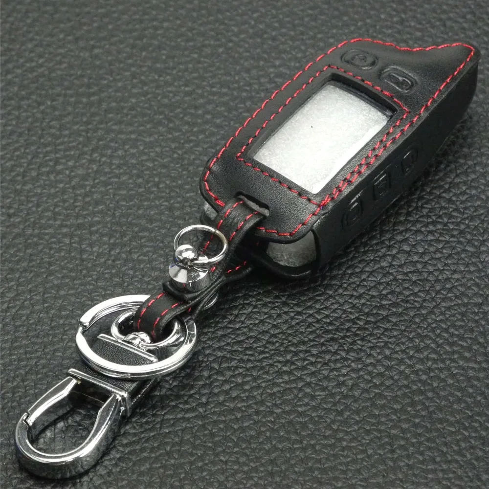jingyuqin TW9010 LCD keychain Leather Case for Tomahawk TW9010 TW9020 TW4000 TW701 Remote Key Fob Cover Two Way Car Alarm System key case cover flip key fob shell