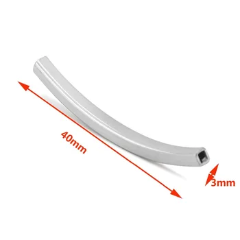 

10PCS/lot Stainless Steel Curved Noodle Tube Spacer Beads Jewelry Making Findings 40mmx3mm