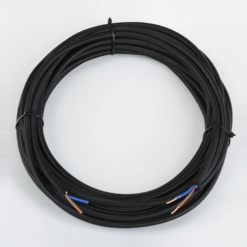 5M Fabric Cable Cord Vintage Pendant Light Electrical Wire Balck Twist