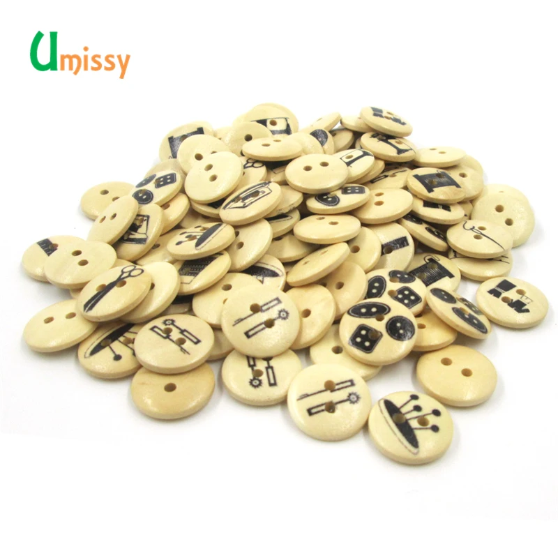 1000pcs Handmade Mixed Natural Sewing Tool Wooden Buttons Scrapbooking