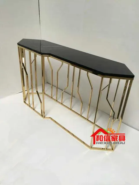 Post Modern Hotel Marble Vestibule Continental Stainless Steel Post Modern Hotel Marble Vestibule Continental Stainless Steel Console Table Furniture Corridor Creative Side Tables