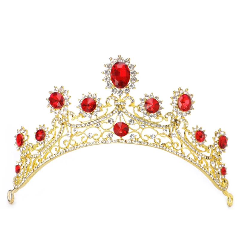 

Bridal Wedding Gold Red Rhinestone Hair Tiara Headband Crown Hair Accessories