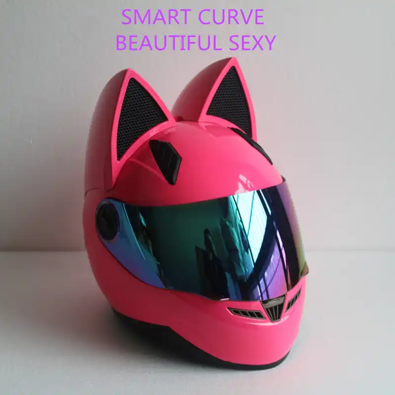 Motorcycle Full Face Helmet Can Not Be So Ordinary Ice Cream With A Pair Of Cat Ears Cool But Also With A Lovely Mark Helmets Aliexpress