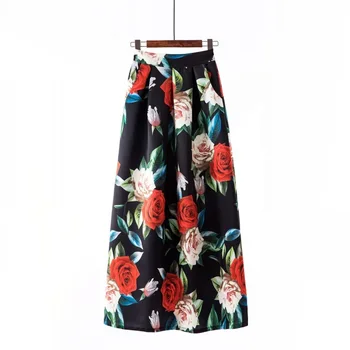 

Floral Long Skirts For Women 2019 Jupe Vintage Retro High Waist Summer Skirts Womens Swing Floor-length Plus Size Maxi Skirt