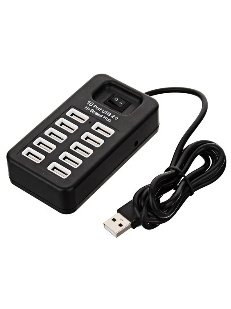 

USB 2.0 10-Port USB 2.0 Hi-Speed HUB w/ Switch 480Mbps for PC/Laptop Computer