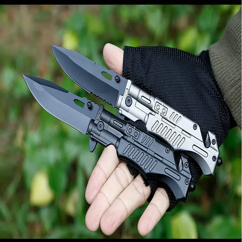 tactical folding knife aluminum handle outdoor camping hunting survival rescue pocket edc tools  (7)