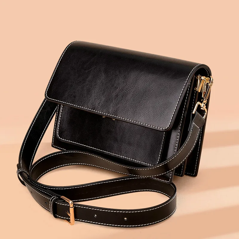 

Women's Organ Shoulder Bag Genuine Leather Designer luxury ladies color matching Messenger Crossbody Flap Bags Handbags
