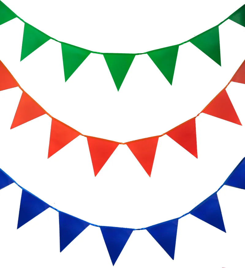 200 Flags 80m White Green Red Fabric Bunting Colour Flag Banner Garland Wedding/Birthday/Baby Show Party Decorative Accessory