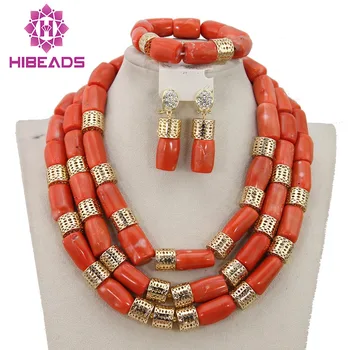 

Fantastic New Wedding Coral Beads Jewelry Set Luxury Bridal Necklace African Jewelry Set Free Shipping CNR295