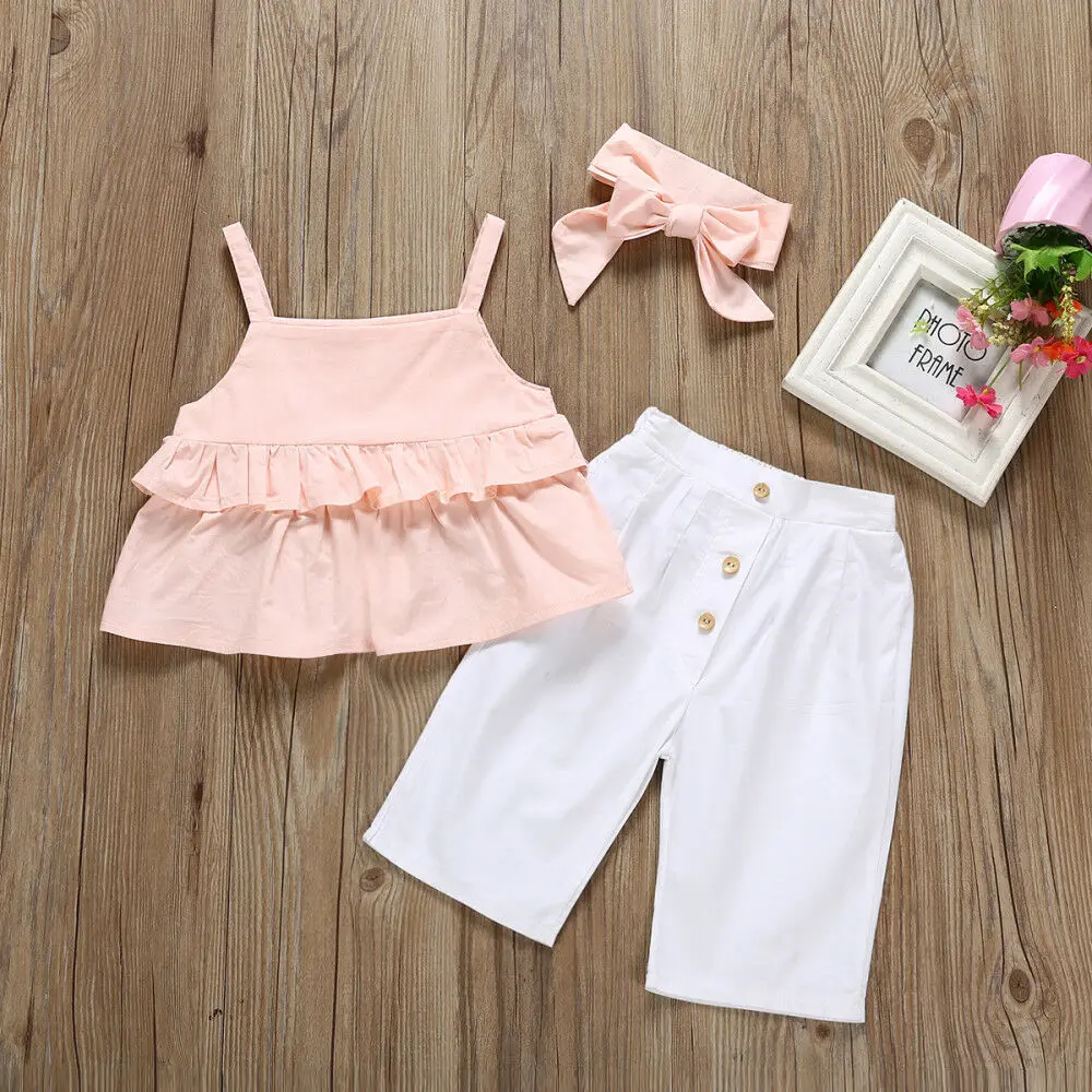 Комплект одежды из 3 предметов для новорожденных и маленьких девочек, футболка, Топы+ длинные штаны, комплект одежды