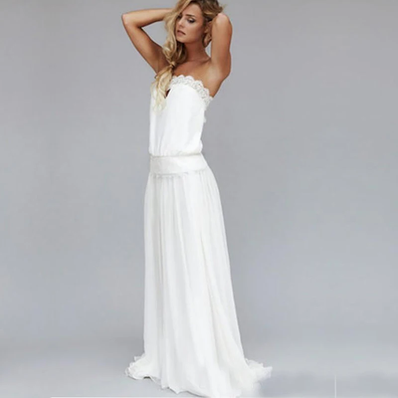 2017 Vintage 1920s Sexy Beach Wedding Dresses Strapless Backless
