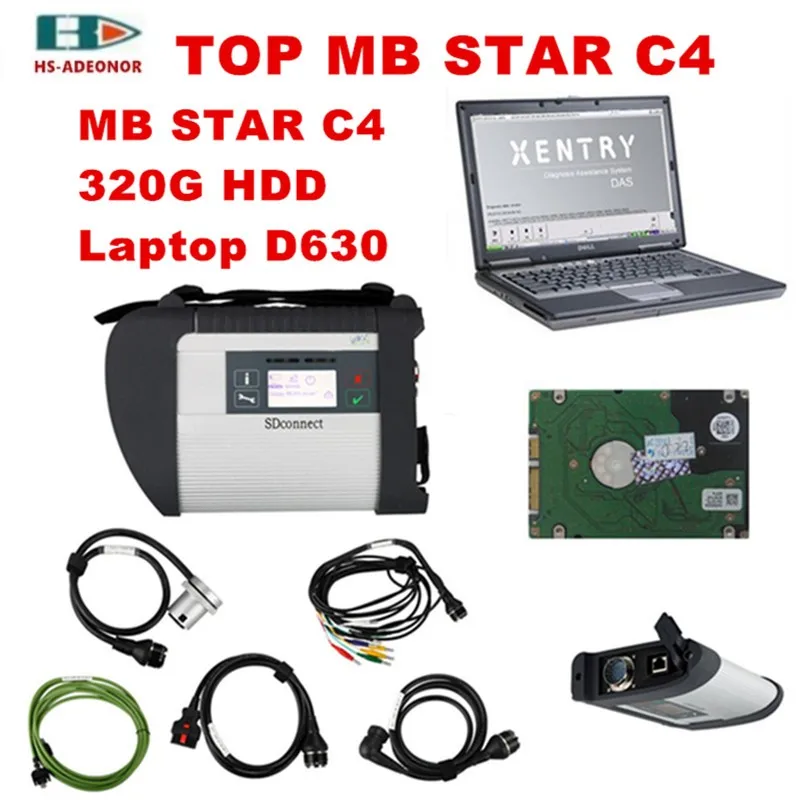OBD2 сканер MB STAR C4 Star Diagnosis SD C4 и ноутбук D630 с новейшим программным обеспечением для автомобиля Benz диагностический инструмент