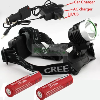 

Bicycle light headlamp 1800 Lumens XM-L T6 LED Headlamp Headlight + 2 x 18650 Rechargeable battery + AC Charger Car charger