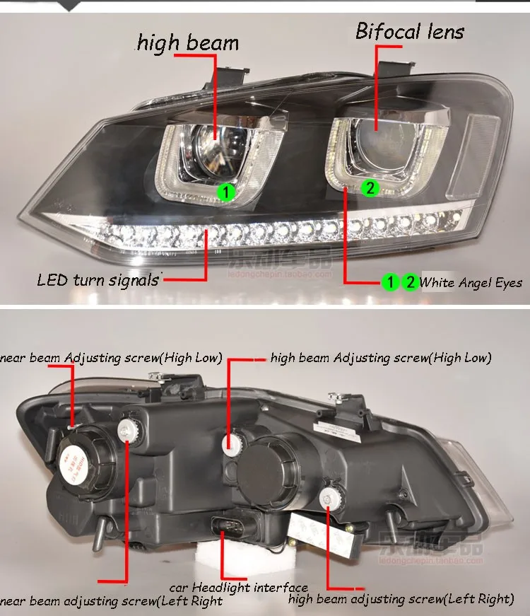 Автомобильный Стайлинг светодиодный HID Rio светодиодный чехол для фары для VW Polo фары 2009- Polo фары Биксеноновые линзы ближнего света