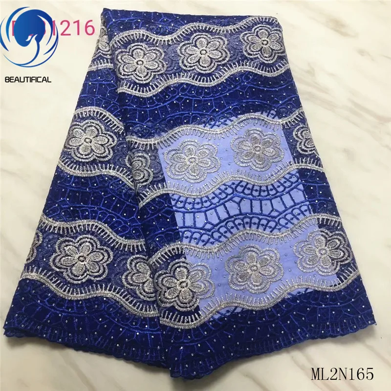 

BEAUTIFICAL Nigerian Lace Blue African French Tulle Mesh Lace Fabric Embroidery African Lace ML2N165