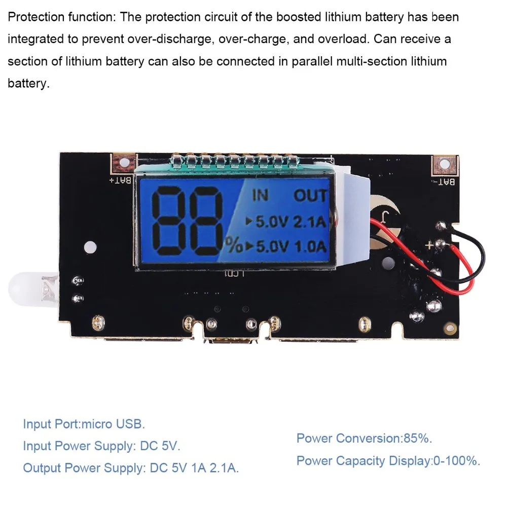 DC12V-24V Lithium Battery Charge Control Protection Board //w LED Display L8