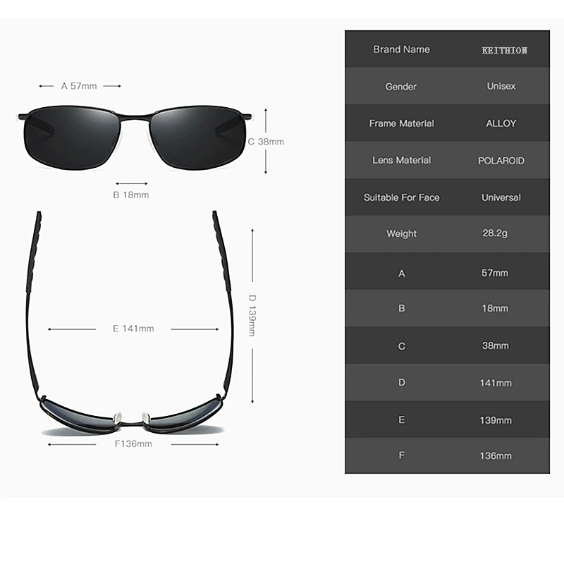 KEITHION Polarized Sunglasses Men UV400 Mirror Sun Glasses Metal Frame Vintage Retro Lunette De Soleil Homme