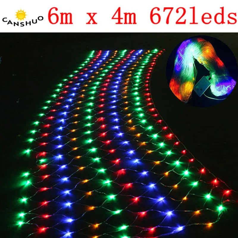 

NEW 4Mx6M 672 Leds EU220V LED Fishing Net Mesh Fairy String Net Lights Ceiling Christmas Party Wedding Outdoor Decoration lamps