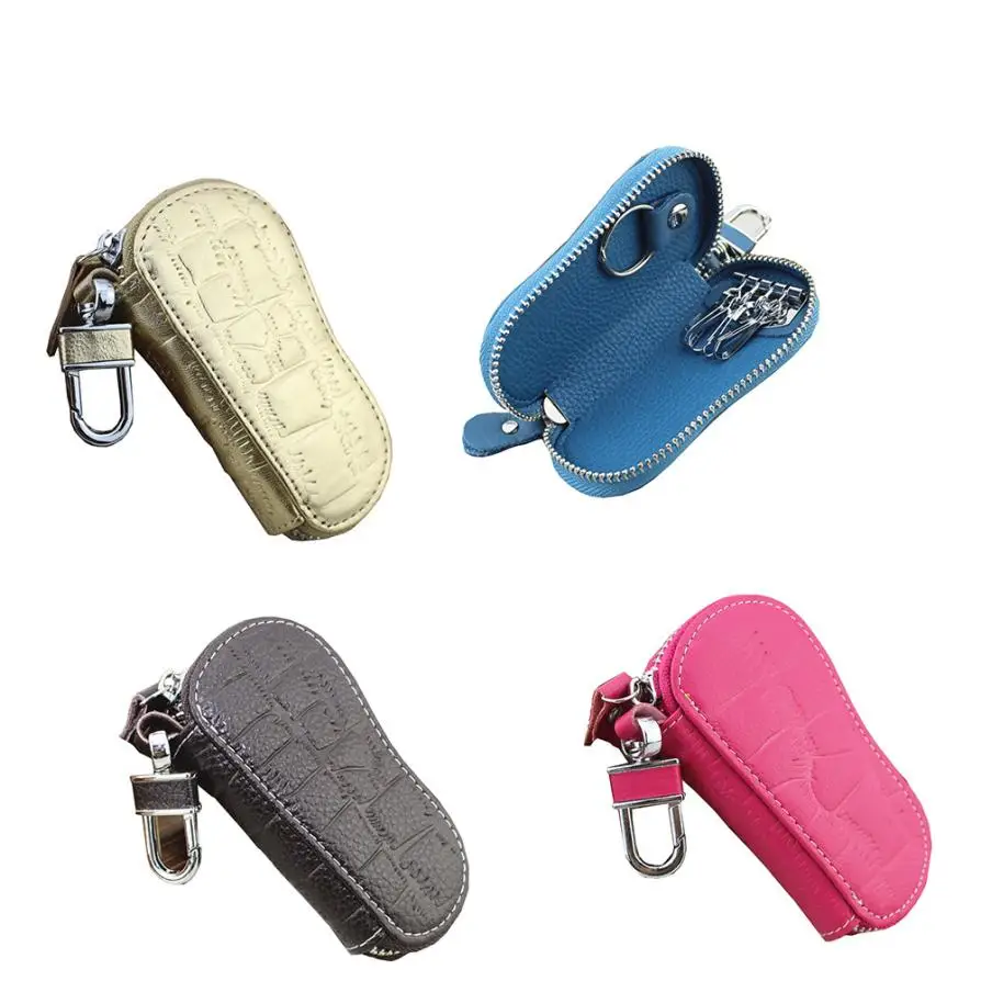 Women Car Key Holder Texture PU Leather Small Bag Multifunction Keys