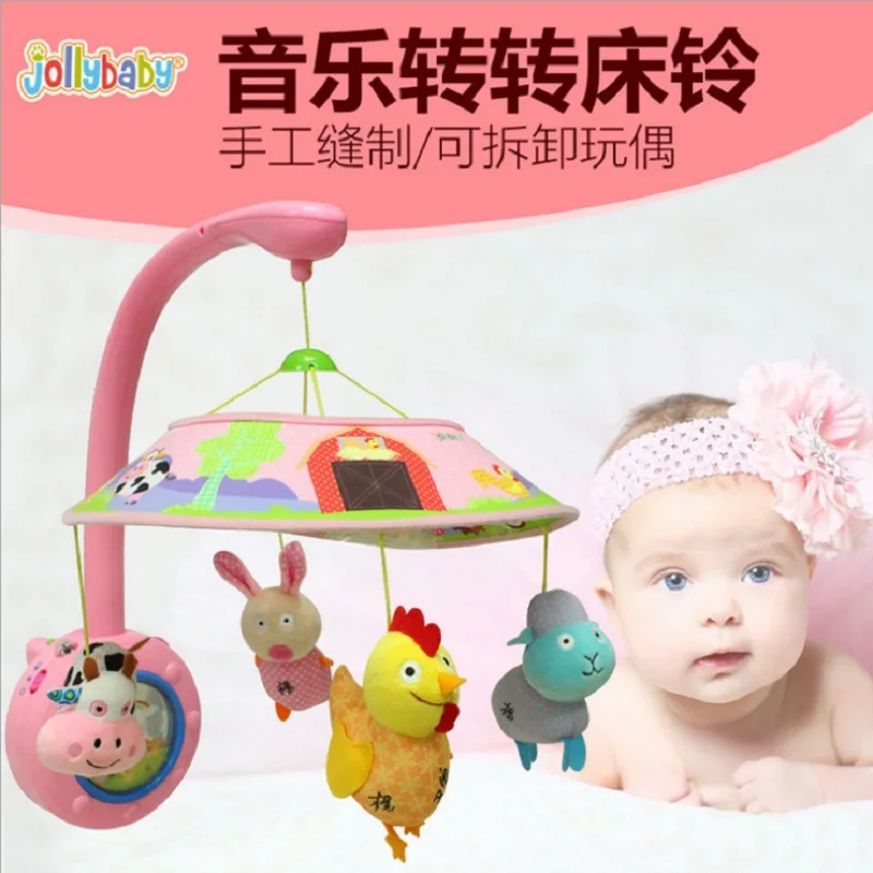 Sozzy Baby животных музыка погремушки игрушки розовый синий детская кровать колокол мобильные милые животные хобби Безопасный Детские