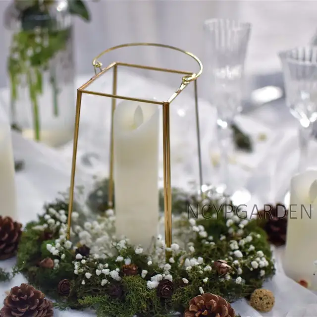 Monder Gold Echelon Geometric Glass Terrarium Holder Lantern