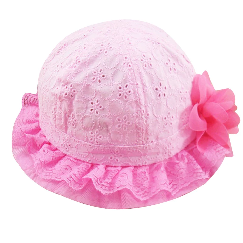 

Hilenhug Baby Bucket Hat for Kids Girls 7 to 24 Months Beach Cotton Fisherman Cap Summer Sun Hats Lace Gauze and Floral Style