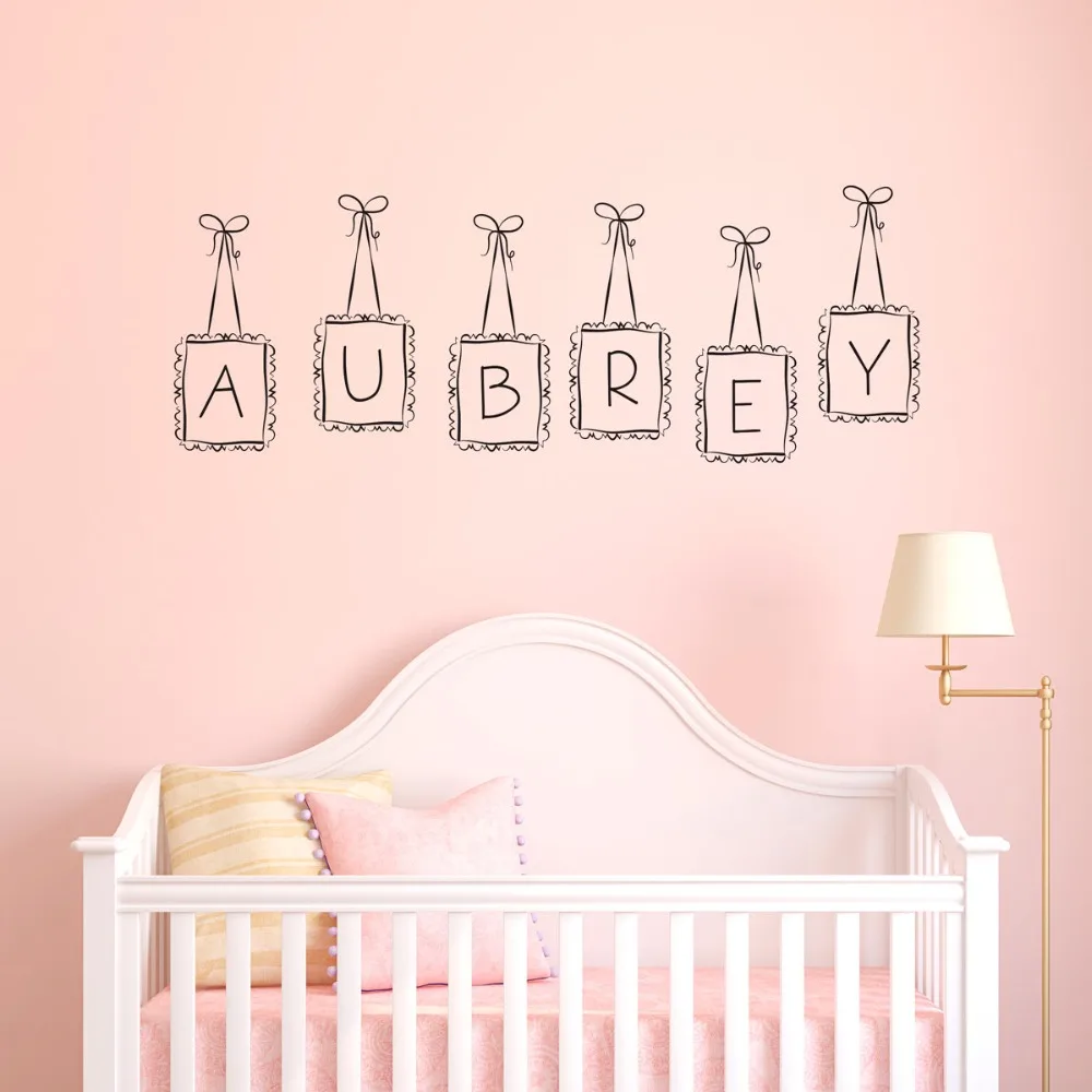 

Hanging Frames Custom Dooble Letter Kids nAMe Wall Mural Special Nursery Bedroom Decorative Vinyl Wall Decals Sticker M-14