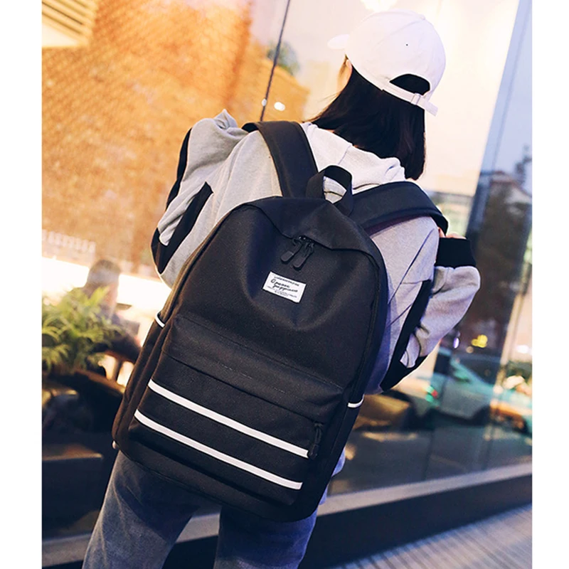 cheap Large Girls School Bags for Teenagers Backpacks Women Black Nylon Solid College Teen Student Middle High School Bookbags Big New