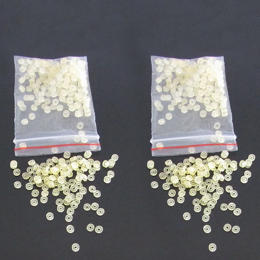 

200Pcs Micro Pellet Bait Bands Match Fishing Terminal Tackle Pale Yellow Red Bait Rubber 2-12mm #H108^
