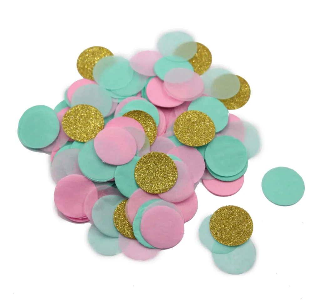20g Mint Pink & Gold Glitter Confetti Circle Confetti Bridal Shower