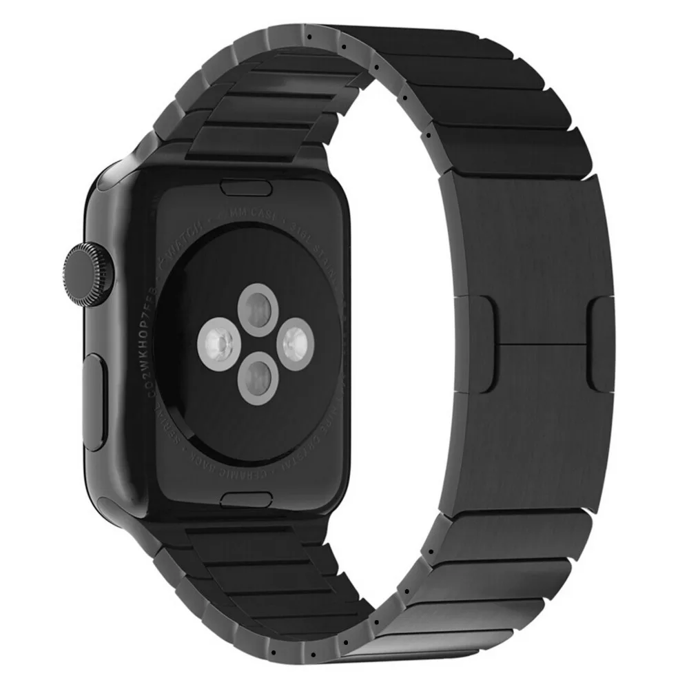 Stainless Steel Chain Shaped Watchband Original Buckle Clasp For Apple Watch iwatch bands Black With Connector