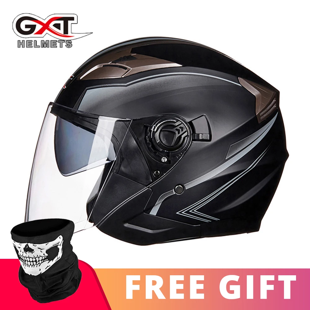 GXT Лето мотоциклетный шлем с открытым лицом двойной объектив Casco Шлем Мотоцикл Скутер Capacete защитный шлем козырек для мотоцикла - Цвет: G708 Matte GY