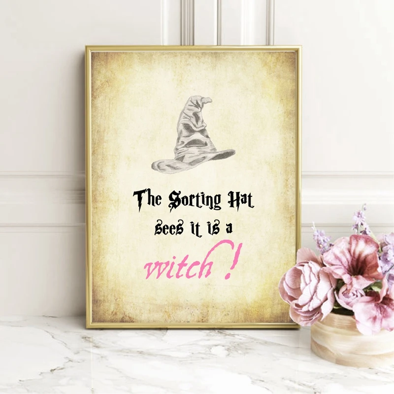 Sorting Hat Gender Reveal Sign Poster Decor