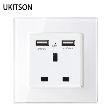 

Wholesale Electrical Sockets UK Standard Power Port With Dual USB Charging Plug 2100mA For Singapore GB Qatar HK Wall Faceplate