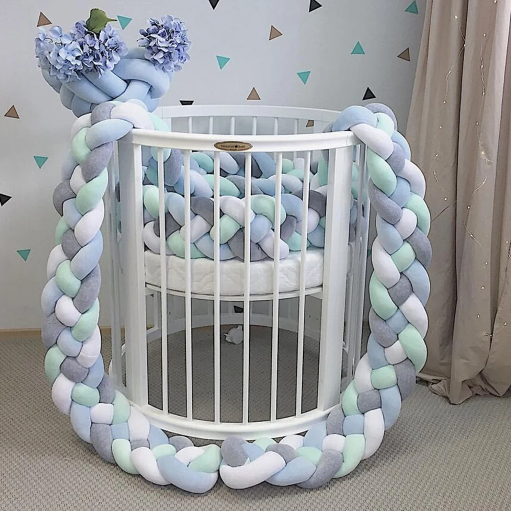  Baby Bed Protector Adjustable Baby Crib Bumper Baby Decoration Room 4 Twist Pure Cotton Weave Plush