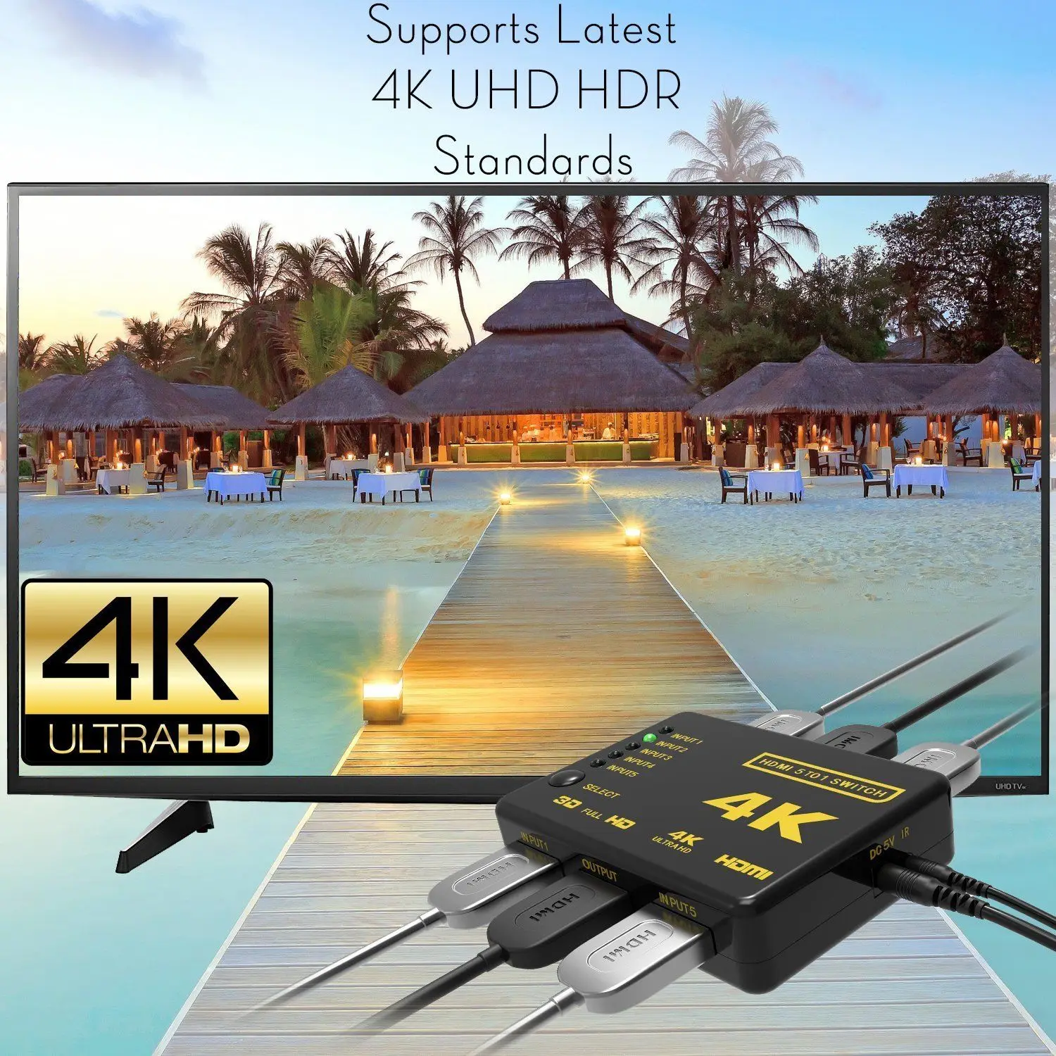 Tonbux HDMI сплиттер переключатель адаптер 5 портов Umschalter Verteiler 4K Ultra HD HDCP 3D HDR