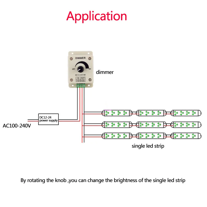 Светодиодный диммер DC12V 24V 8A 30A контроллер переключателя Регулируемая яркость