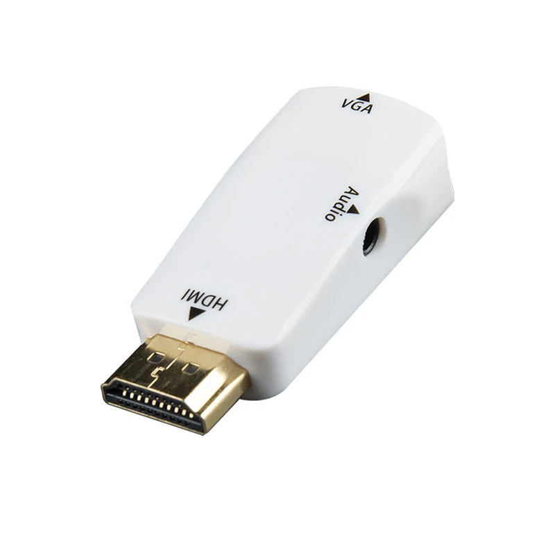 HDMI штекер VGA 15 Pin Женский адаптер аудио кабель конвертер FHD 1080P 720P 480P для ПК ноутбука ТВ коробка компьютер дисплей проектор - Цвет: White